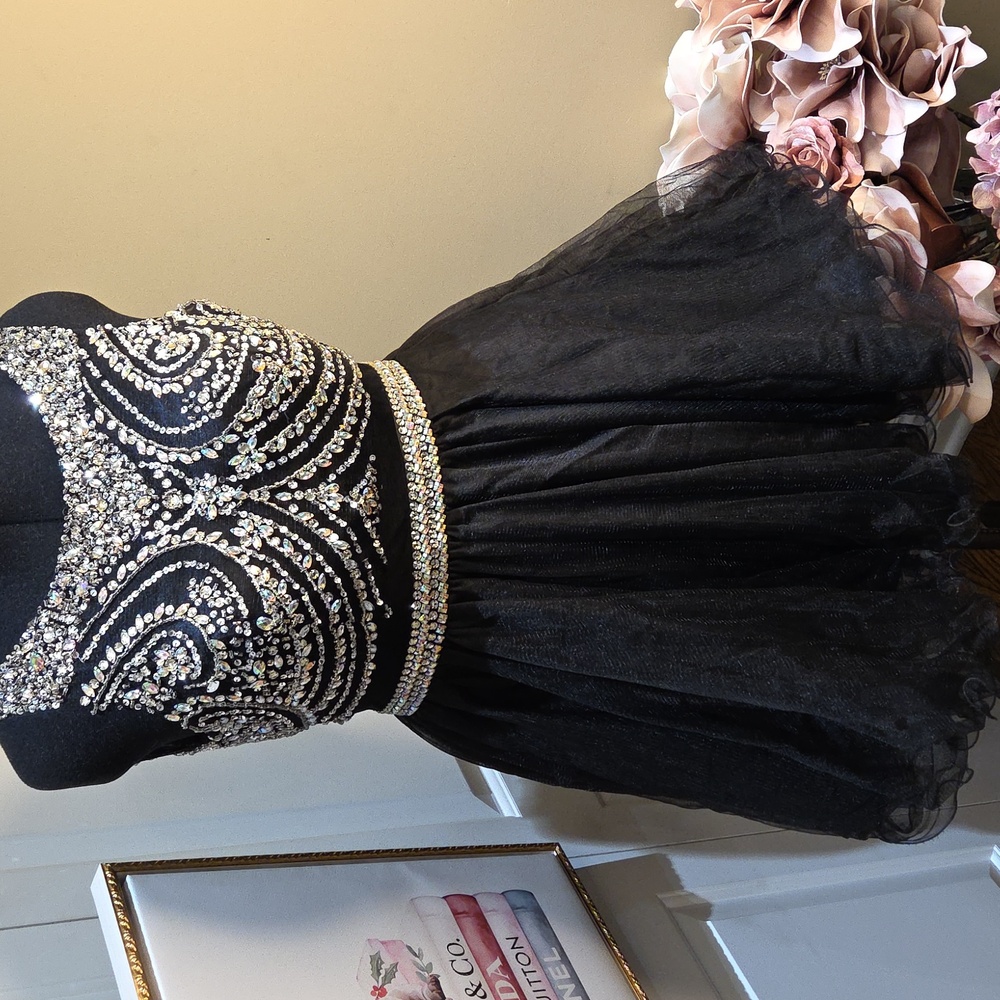 Nwot XL Anny Lee Black and Zirconia  Mini Dress Ballroom - Picture 8 of 17